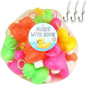 Kit de Pêche aux Canards avec 20 Canards Multicolore en Plastique avec Crochet et Poids Comprend 3 hameçons, Jouet de Bain, Jouet de Piscine, pêche Canards garçons et Filles (édition spéciale)
