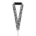 Buckle-Down DC Comics Lanyard, Batman Gotham City Graffiti Collage Black White, Elastic, Black, 44" x 1"