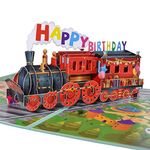 GREETING ART Happy Birthday Train Pop Up Card,3D Greeting Card for Birthday,Birthday Gift,Pop Up Birthday Card for Kids Boys Men Grandson Friends Daughter Son (Train Birthday Card)