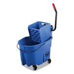 Rubbermaid Commercial WaveBrake 2.0® 35 QT Side-Press Mop Bucket and Wringer, Blue (FG758888BLUE)