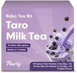 Taro Boba Tea Kit With Straws - Drink Pearly Make Your Own Bubble Tea Kit, Taro Milk Tea Boba Kit, Taro Milk Tea Powder, Instant Boba Tea Kit, Taro Powder For Boba, Instant Bubble Tea Kit (10 Pack)