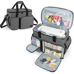 CURMIO Sewing Machine Carrying Case, Universal Tote Bag with Bottom Base Feet Pad Compatible with Most Standard Sewing Machine and Accessories, Grey (Bag Only)