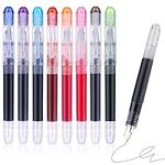 TIESOME 8Pcs Disposable Fountain Pens, Black Ink Smooth Writing Quick-drying Pens Liquid ink Fine Nib for School Office Gift Supplies