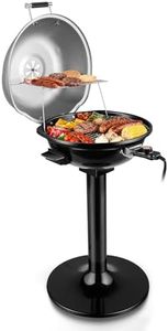 Electric Grill, Techwood Indoor/Outdoor Electric BBQ Grill, 1600W Portable Removable Stand Grill with Adjustable Heat & Drip Tray, Double Layer Design for Party, Patio & Backyard, Dust Cover(Silver)