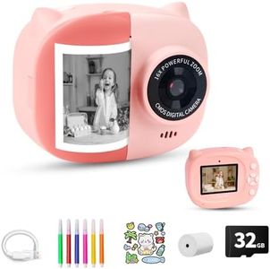 Instant Print Camera Toy for Kids, Girls Birthday Gifts for 3 4 5 6 7 8 Year Old Learning Music Story Player, 1080P HD Dual-Lens Creative Instant Camera, Pink