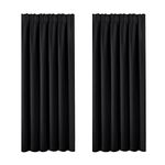 BellaHills Blackout Curtains Panels Pencil Pleat Thermal Insulated Blackout Curtains for Living Room, Home Decoration/Windows Treatment for Bedroom, 46 x 72 Inch, 2 Panel, Black