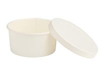 e kysa basics Disposable Hard Paper Food Container Bowl with lid, 750 ml, Wide mouth, Pack of 15 - White