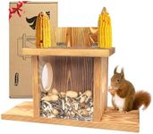 Kaiciuss Carbonized Wooden Squirrel Feeder for Outside, Wood Squirrel Feeding Table, Sturdy Squirrel Feeding House with Thickness 1.5CM Wood, Top Lid Opens for Easy Filling of Peanuts and Corn