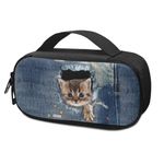 Suhoaziia Cute Denim Cat Insulin Cooler Travel Case for Diabetic Organize Lightweight Medication Insulated Cooling Bag for Insulin Pens and Other Diabetic Supplies