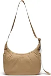 Pander Nylon Crescent Shoulder Bag, Medium Sling Crossbody with Adjustable Strap.(Fawn Brown)