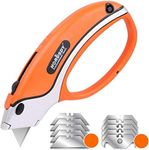 HORUSDY Box Cutter Utility Knife, 10PC SK5 Sharp Hook Blades, Non-Slip Handle, for Cardboard, Boxes and Cartons Cutting