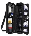 ALLCAMP Wine Tote Bag with Cooler Compartment Two Sets of Tableware