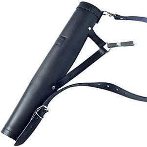 UNIVERSE ARCHERY Back Arrow Quiver | Genuine Cow Leather Arrow Holder | Traditional Handmade Quiver for Archery Sports | Lightweight & Comfortable (43 X 8 cm) (Black)