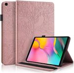 CXTCASE Samsung Galaxy Tab A 10.1 2019 (SM-T510/T515) Case Embossed Tree PU Leather Case Wallet Flip Cover Stand Function Tablet Case for Samsung Galaxy Tab A 10.1 2019 (SM-T510/T515) - Rose Gold