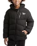Reebok Boys' Winter Jacket - Heavyweight Quilted Puffer Parka Coat - Weather Resistant Windbreaker Ski Jacket for Boys (8-20), Size 14-16, Black