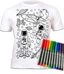 Splat Planet Space Rocket Color in and wash Out T-Shirt with 10 Non-Toxic Washable Magic Markers (9-11 Years) White