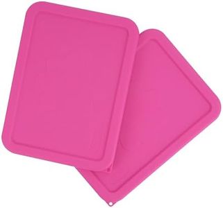 LUVCOSY 3 Cup Rectangle Silicone Storage Cover Lids Replacement for Pyrex 7210-PC Glass Bowls, (Container not Included) 2 Pack, Microwave, Dishwasher and Freezer Safe (Rose Red)