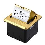 Pop Up Floor Outlet, Floor Outlet Box with 20A Duplex Receptacle and 4.8A USB Charging Port, Corrosion Resistant Electrical Outlet Receptacle, Waterproof Floor Outlet for Home and Industry,Gold