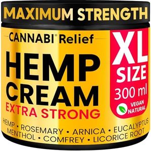 𝗛𝗘𝗠𝗣 𝗖𝗥𝗘𝗔𝗠 𝗘𝗫𝗧𝗥𝗔 𝗦𝗧𝗥𝗢𝗡𝗚 High Strength Fast Absorption Formula, Hemp Oil Menthol Rosemary Calendula, Gel for Joint Muscle Neck Shoulders Elbows Back Hands, Gift 300 ml