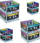 4E's Novelty Cassette Tape Bucket Centerpiece (4 Pack) 80s Party Supplies, 90's Theme Birthday Party Decoration Cassette Tape Table Decor, Retro Hip Hop Pop Music Culture Party for Adults & Kids by