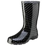 Sloggers Women's Waterproof Rain and Garden Boot with Comfort Insole, Black/White Polka Dot, Size 6, Style 5013BP06