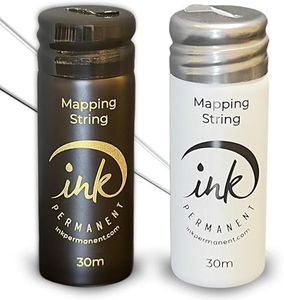 Ink Permanent Black and White Brow Mapping String [2 X 100 Ft Bottles - 60 m] Pre-Inked Mapping String for Permanent Makeup and Microblading Supplies | Brow Mapping Kit |Brow Mapping