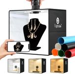 Lightdow Photo Light Box Photography - 16"x16" Light Tent with 120 LEDs, 6 Color PVC Backdrops, Folding Light Box Portable Studio Box Jewelry Products Photo Box Versatile for Beginners/Professionals