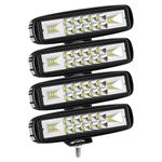 Willpower 4pcs 6 Inch 24W LED Work Light Bar, Spot Flood Combo 12V 24V Offroad Driving Lights Fog Lamps for Truck Tractor 4x4 Car ATV Motorbike Motorcycle, 6000K White, IP67, LED Reverse Lights