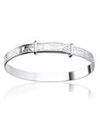 6MM Wide Irish Claddagh Design Expanding/Expandable/Adjustable Bangle Bracelet for Baby/Child/Children/Women - 925 Sterling Silver - Size: BABY (Large)