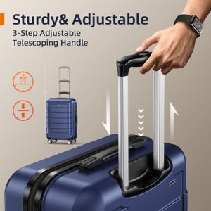 SHOWKOO 3-Piece Luggage Set – Hard Shell Expandable Spinner Suitcases, Blue