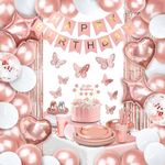 Party spot! 135 Pcs Birthday Decorations For Women, Rose Gold Party Decorations, Happy Birthday Decorations - Balloon Stand Kit, Tableware Kit,Pump, Banner, Tassel Curtain,Balloon, For 12 Guests