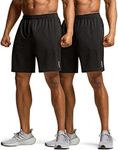 TSLA 2PACK Men's 2 in 1 Active Running Shorts, Quick Dry Exercise Workout Shorts, Gym Training Athletic Shorts with Pockets MBH02-BLK Medium