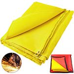 VEVOR Welding Blanket Fiberglass Blanket Heavy-Duty Fire Retardant Blanket for Easy Hanging and Protection from Sparks & Splatters (8'X10', Gold)