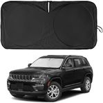 INSAUTO for Jeep Compass Windshield Sun Shade for Jeep Grand Cherokee SUV 2011-2023-Front Sunshade Car Sun Visor Cover Protector 210T Fold Shade Blocks UV Rays Car Accessories MP (61" x33.5")