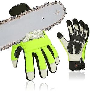 Vgo... Chainsaw 12-Layer Saw Protection on Both Hands Cow Leather Gloves (1 Pair,Size XXL, Hi-Viz Green, CA9760)