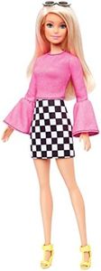 Barbie Fashionistas, Bambola con Vestito a Quadretti e Occhiali da Sole, Giocattolo per Bambini 3 + Anni, FXL44