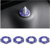 4PCS Bling Inner Car Door Lock Cover Stickers, Rhinestones Pull Rod Bolt Decorations, Crystal Auto Decals for Women Girls, Sparkly Car Door Lock Pin Caps for C Class C200L GLC260 C260L (Blue)