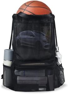 Moyad Gym Drawstring Bags for Men Women, Casual Daypack Backpacks 35L Large Mesh Backpack Semi-transparent for Travel Hiking Fitness Beach Sports, Black [ Made in China ]