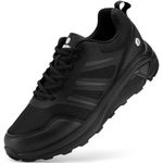 FitVille Wide Fit Mens Trail Running Shoes Breathable Hiking Trekking Trainers Arch Support Walking Shoes, JETBLACK, 9.5, Wide