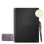 Rocketbook Smart Reusable Notebook - Lined Eco-Friendly Notebook with 1 Pilot Frixion Pen & 1 Microfiber Cloth Included - Infinity Black Cover, Letter Size (8.5" x 11")