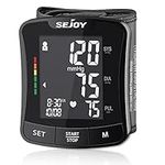 Sejoy Blood Pressure Machine Wrist, Blood Pressure Cuff Monitors, Bp Monitor Bp Cuff Automatic Wrist LCD Backlit Display, 120 Memories 5.3"-8.5" Adjustable Cuff, Storage Bag Batteries