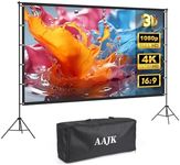 AAJK120-inch Portable Projector Screen with Stand – Elevate Your Outdoor Movie Nights with 4K HD Clarity and Lightweight Convenience