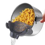 Pasta Strainer and Pot Strainer, Silicone Food Strainer, Adjustable Silicone Clip On Strainer for Pots, Pans, and Bowls, Kitchen Colander(Gray)