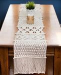 Macrame Table Runner, Boho Table Runner 86 x 13 inches, Perfect for Bohemian Decor, Boho Wedding Table Decor, Hand Woven Off White Table Runners for Dining Room, Coffee Table or Decorations for Home