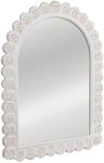 Creative Co-Op Arched Raised Scallop Pattern Wood Wall Mirror, White