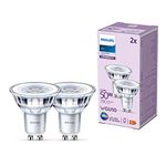 Philips LED Classic Spot Light Bulb 2 Pack [Cool White 4000K - GU10] 50W, Non Dimmable. for Home Indoor Lighting
