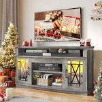 YITAHOME TV Stand Modern Entertainment Center for Living Room, 32'' Tall LED TV Media Console Table for 65 55 Inch, TV Cabinet with Adjustable Shelves and Glass Doors, Grey Wash, 59 Inch