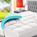 ELEMUSE Memory Foam Mattress Topper with Fluffy Pillow Top Cover, Mattress Topper Double Bed for Back Pain Relief, with OEKO-TEX & CertiPUR-US (Double Size-135x190cm)