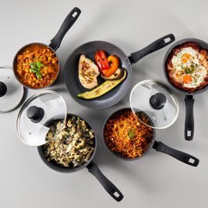 Russell Hobbs Metallic Marble 5-Piece Non-Stick Pan Set – Induction Safe