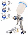 Dynastus 22 Oz. HVLP Air Spray Gun Auto Car Detail Paint Sprayer, Replaceable 3 Nozzles 1.4mm 1.7mmm 2.5mm, with Filter and Air Regulator